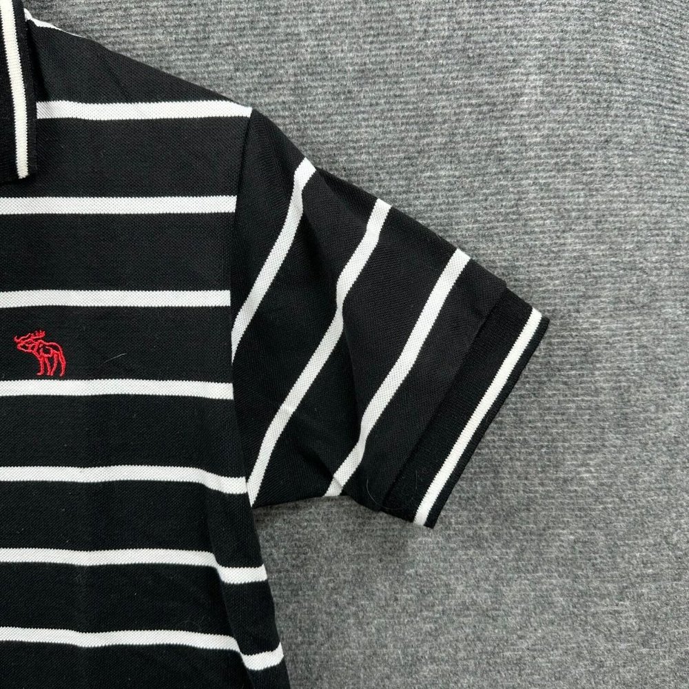 Abercrombie & Fitch Shirt Mens Medium Black White Striped Casual Polo Designer - Picture 4 of 14